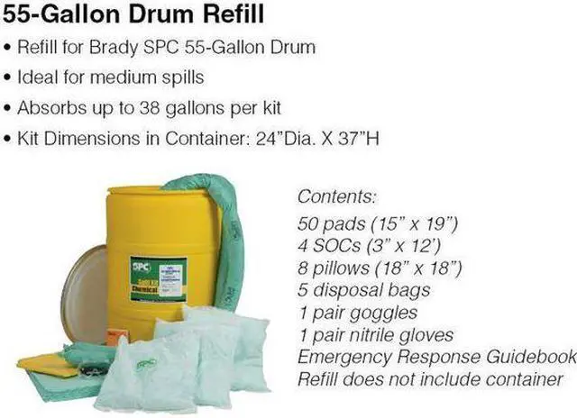 Alt view image 5 of 6 - BRADY SPC ABSORBENTS SKA55-R Spill Kit Refill, Universal, Gray
