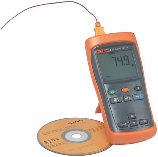 Alt view image 2 of 3 - FLUKE FLUKE 52-2B Thermocouple Thermometer,2 In,K, J, T, E