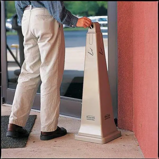 Alt view image 5 of 8 - Cigarette Receptacle,1 gal.,Black RUBBERMAID FG257088BLA