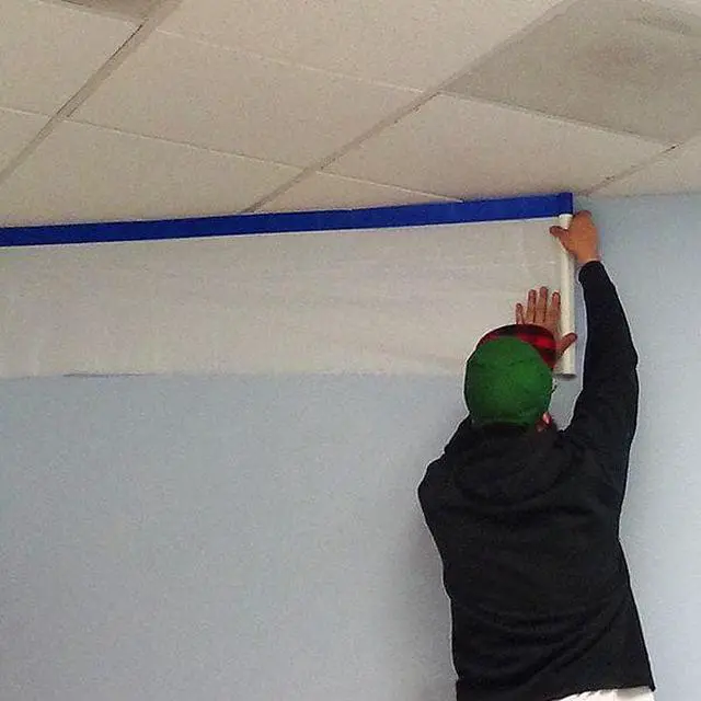 Alt view image 2 of 8 - AMERICOVER RWC10 Static Film,Painters Tape Edge,10x100 ft