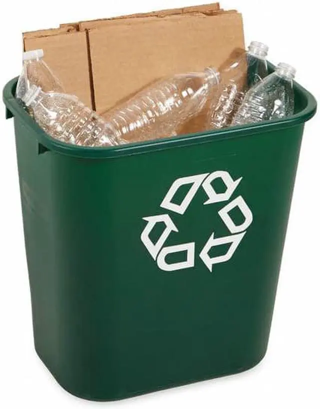 Alt view image 6 of 9 - RUBBERMAID FG295606GRN Rectangular Desk-Side Wastebasket 28 qt., Plastic, Green