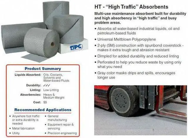 Alt view image 5 of 6 - BRADY HT15 Sorbent Roll, Universal, 23 gal Vol Absorbed per Pkg, 15 in x 150
