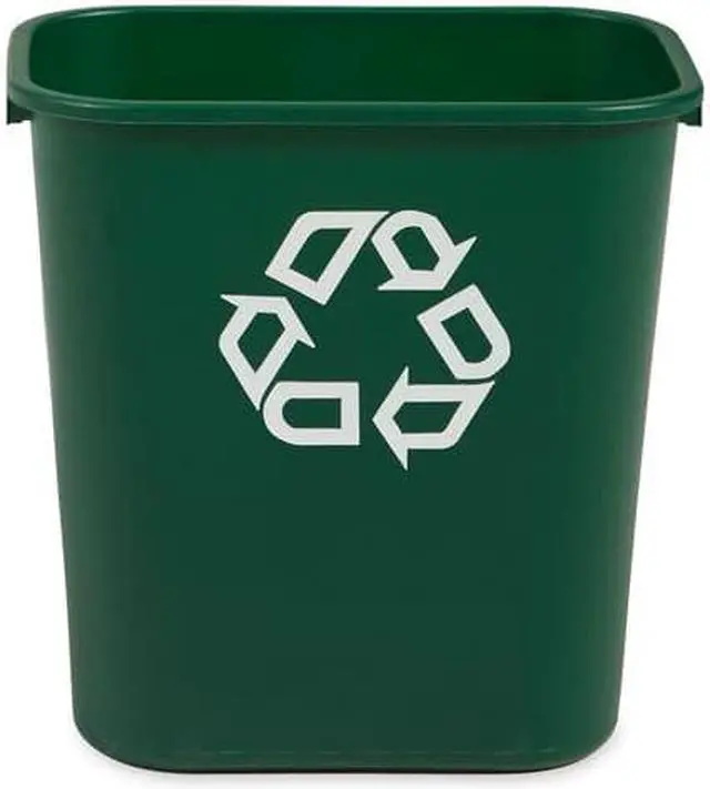 Alt view image 4 of 9 - RUBBERMAID FG295606GRN Rectangular Desk-Side Wastebasket 28 qt., Plastic, Green