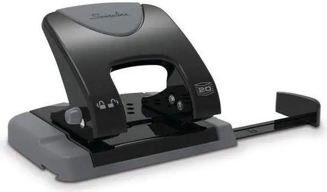 Alt view image 9 of 9 - SWINGLINE A7074135 Two-Hole Paper Punch,20 Sheets,Blck/Gray