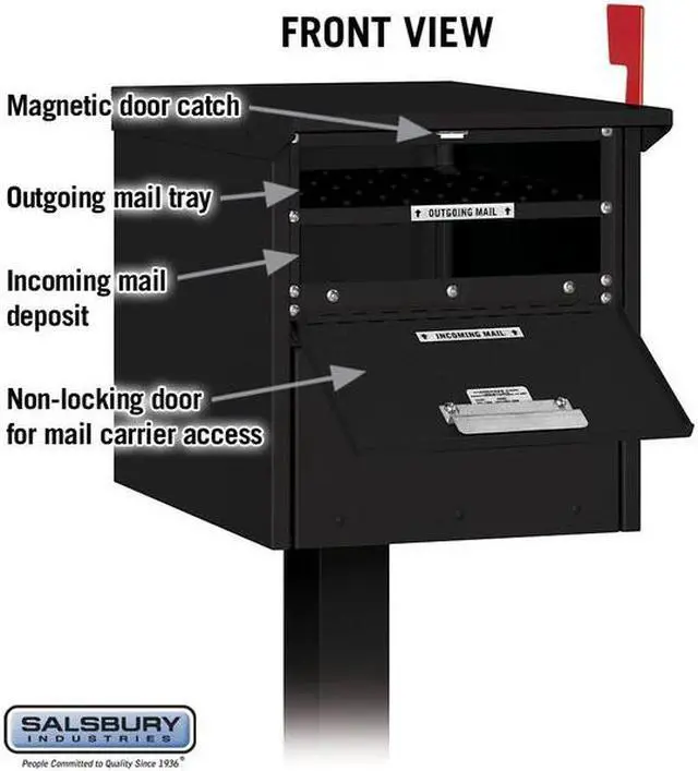 Alt view image 7 of 10 - Salsbury 4325BLK Roadside Mailbox Black