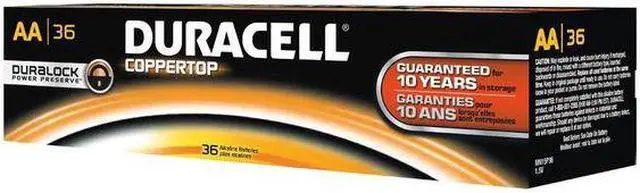Alt view image 7 of 10 - DURACELL mn15p36 Duracell CopperTop AA Alkaline Battery, 36 PK, 1.5VDC