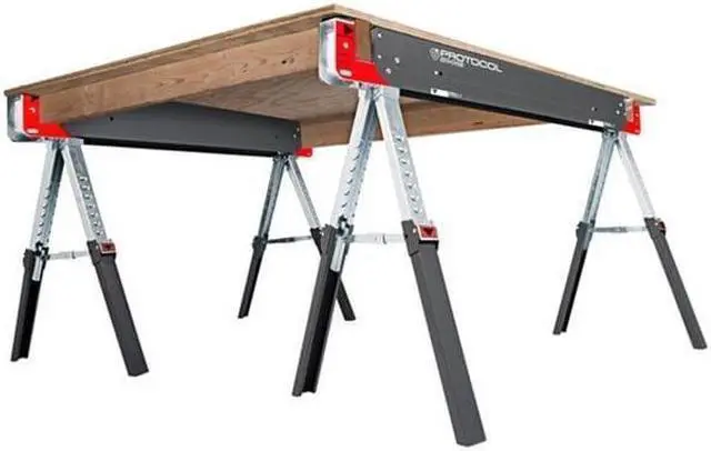 Alt view image 5 of 6 - PROTOCOL 67104 Sawhorse,Work Table,42-9/64 in.,Steel