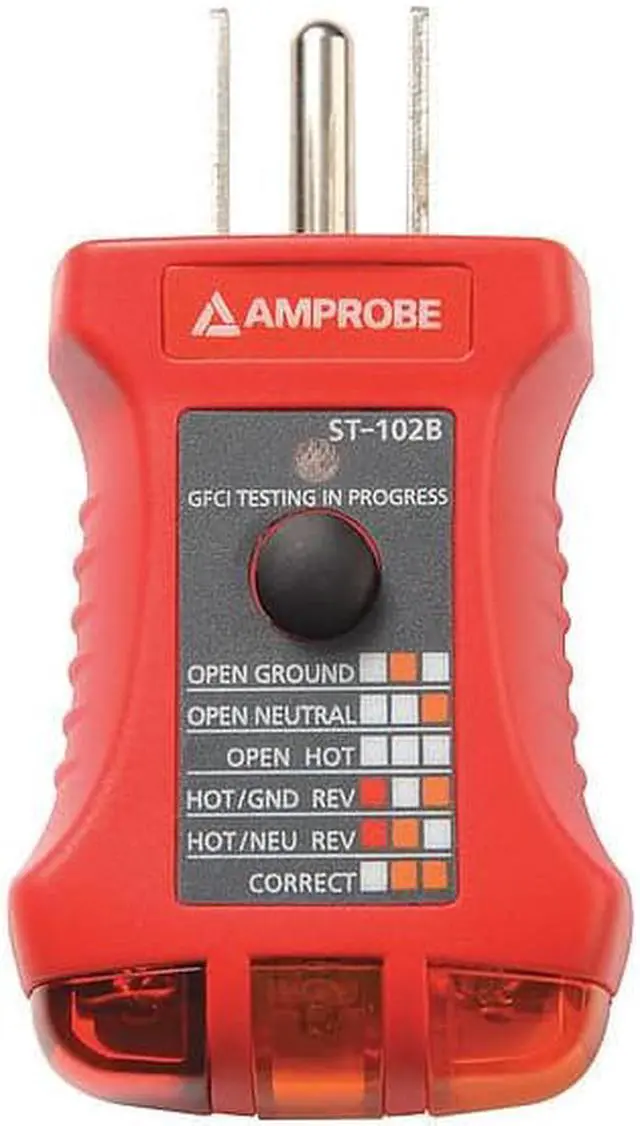 Alt view image 5 of 6 - AMPROBE ST-102B Receptacle Tester with GFCI,110to 125VAC