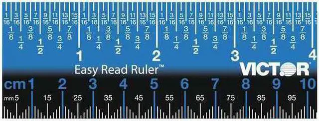 Alt view image 4 of 18 - Victor Easy Read Stainless Steel Ruler Standard/Metric 12" Blue EZ12SBL