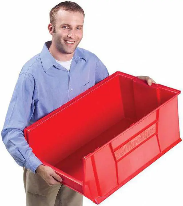 Alt view image 3 of 3 - AKRO-MILS 30289RED Storage Bin, Plastic, Red, 12 in H, 18 1/4 in W, 23 7/8 in L