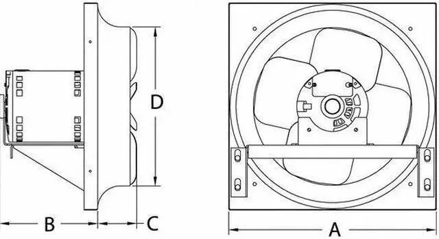 Alt view image 3 of 3 - DAYTON 10E023 Exhaust/Supply Fan,16 in.