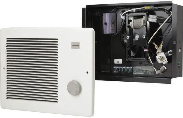 Alt view image 4 of 10 - Broan-NuTone - 174 - Broan Nu-Tone 174 Comfort-Flo Wall Heater; 2560/5120 BTU, 750/1500 Watt, Off White Baked Enamel