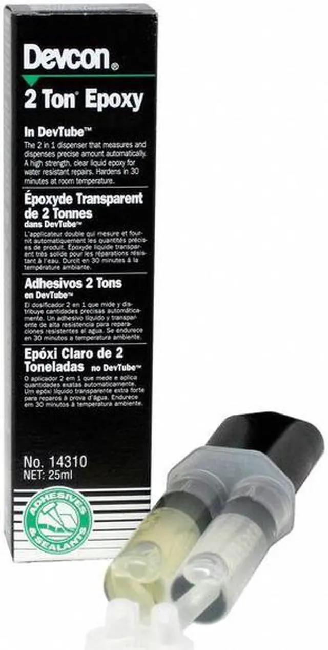 Alt view image 7 of 7 - DEVCON 14310 Construction Adhesive, 2 Ton Epoxy Series, Clear, 25 mL, Syringe,