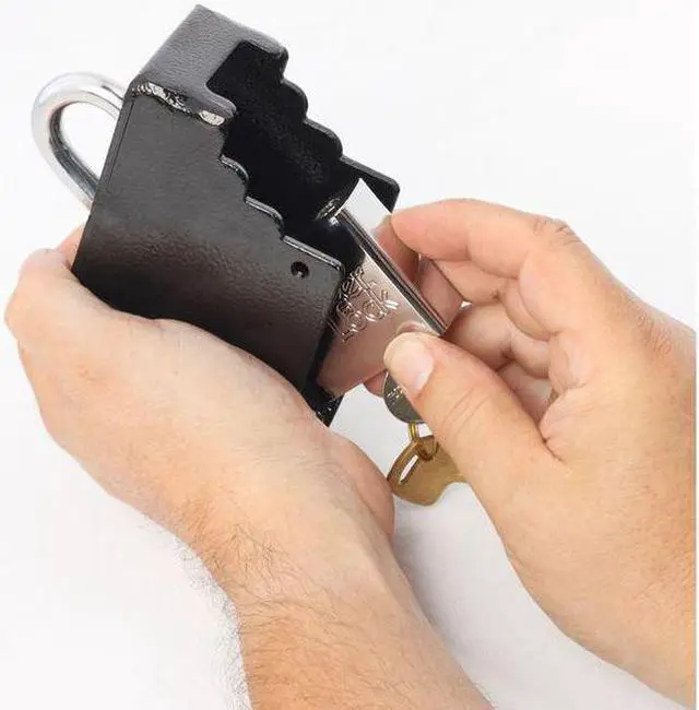 Alt view image 7 of 8 - RANGER LOCK RGET-00 Padlock Guard,Hardened Steel,Blk,5-1/4"L