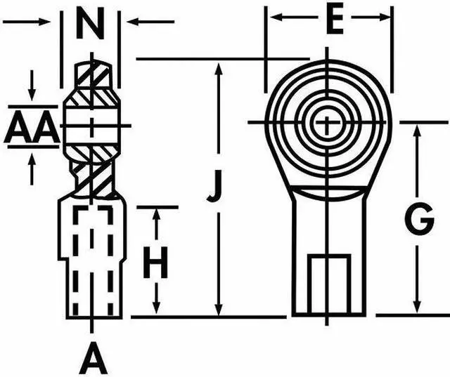 Alt view image 4 of 4 - QA1 Precision Products GFR5T ROD END (G) 2-PC 300 SSF-R 5/16-5/16 TEF