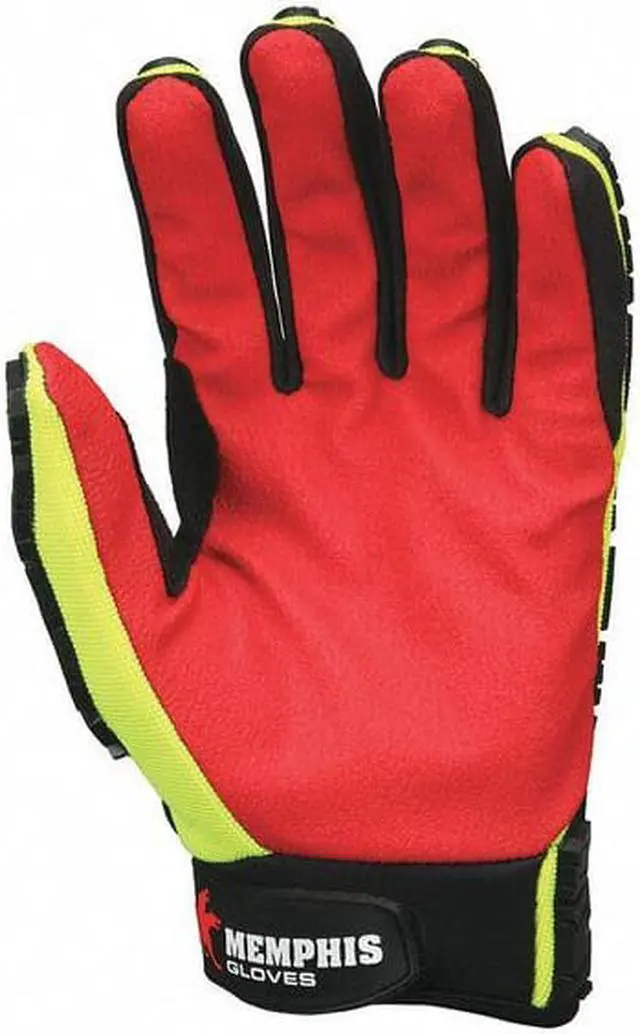 Alt view image 4 of 4 - Mcr Safety Mechanics Gloves M Hi-Visibility Yellow/Black/Red   PD2901M