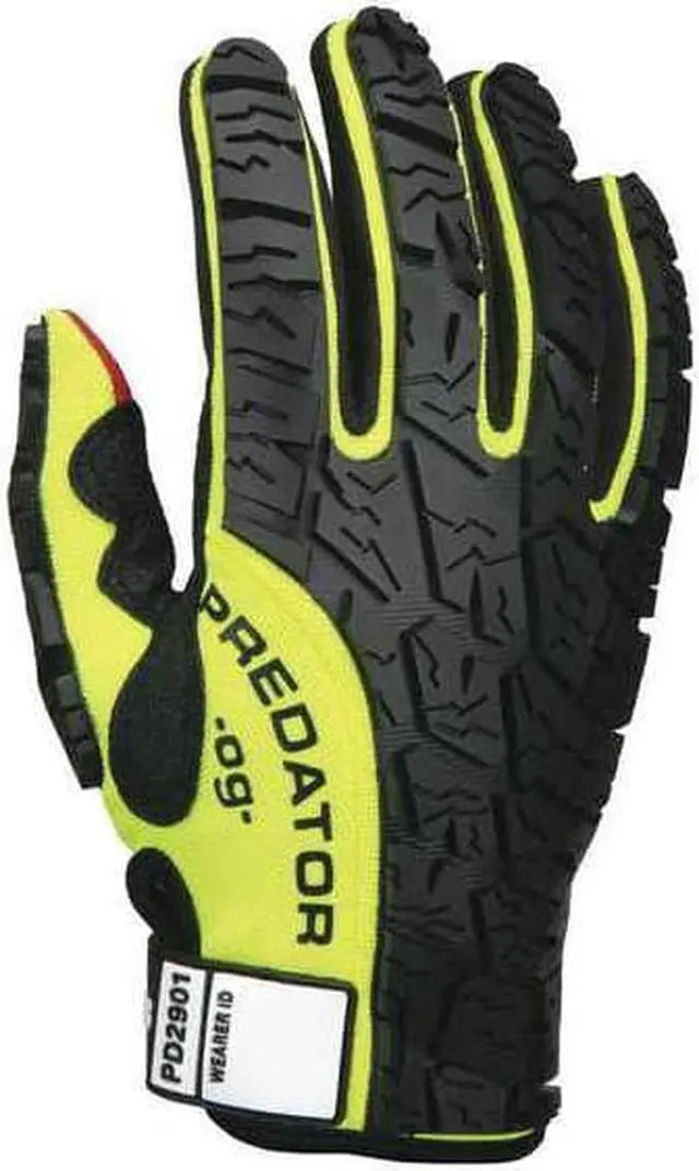 Alt view image 3 of 4 - Mcr Safety Mechanics Gloves M Hi-Visibility Yellow/Black/Red   PD2901M