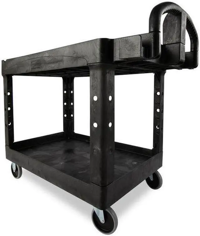 Alt view image 7 of 8 - RUBBERMAID FG452088BLA Structural Foam Utility Cart with Deep Lipped Plastic