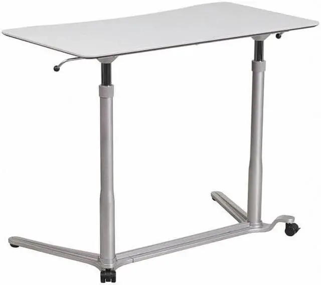 Alt view image 6 of 20 - Sit-Down, Stand-Up Light Gray Computer Ergonomic Desk with 37.375''W Top (Adjustable Range 29'' - 40.75'')