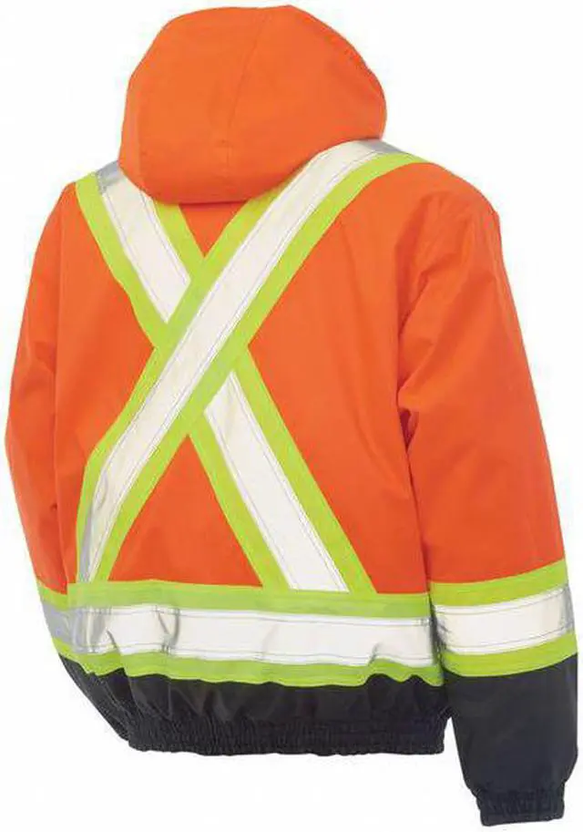 Alt view image 3 of 3 - TOUGH DUCK S41311 Men's Hi-Vis 3-in-1 Safety Bomber Jacket, 300D Poly Oxford