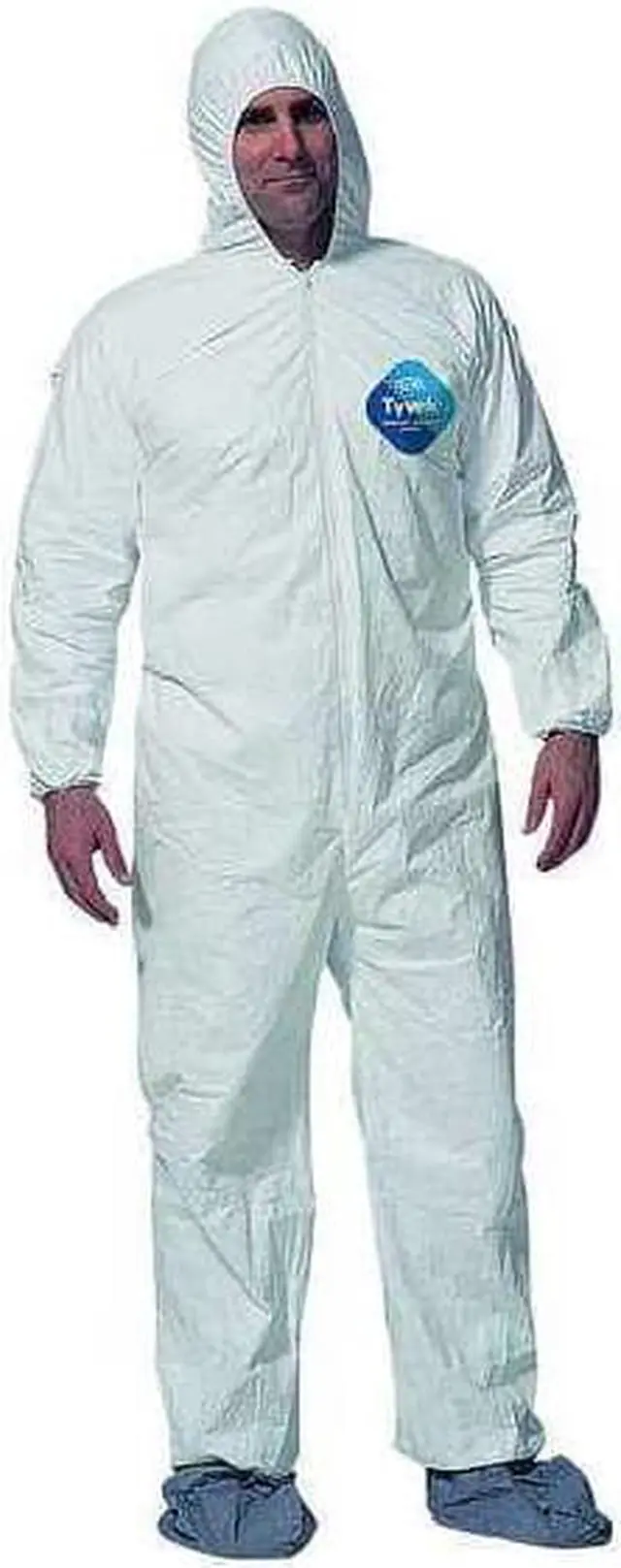 Alt view image 2 of 2 - DUPONT TY122SWHMD0025NF Disposable Coverall, Hooded, M, Tyvek(R) 400, Zipper,