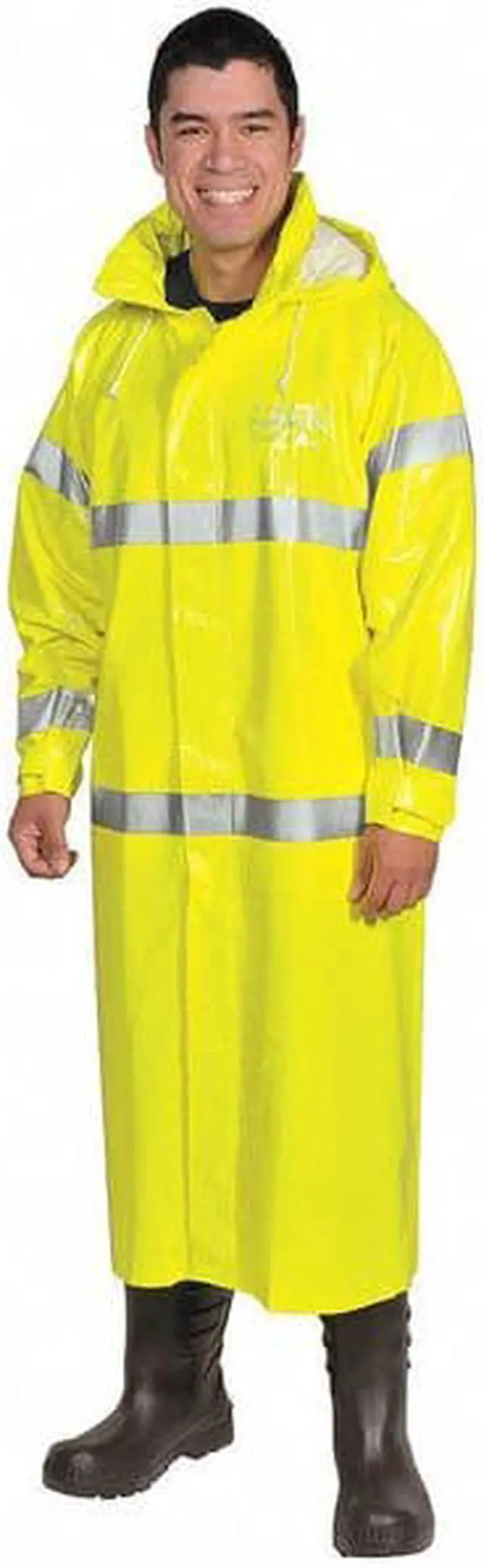 Alt view image 3 of 4 - TINGLEY C53122 Flame Resistant Rain Coat, PVC, Class 3 R, Green/Yellow, 2XL