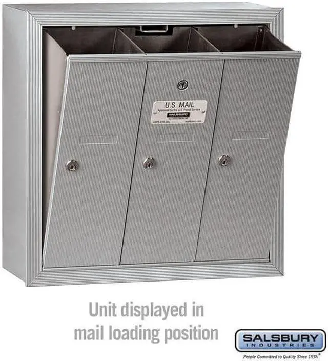 Alt view image 5 of 7 - Salsbury 3503ASU Vertical Mailbox - 3 Doors - Aluminum - Surface Mounted - USPS Access
