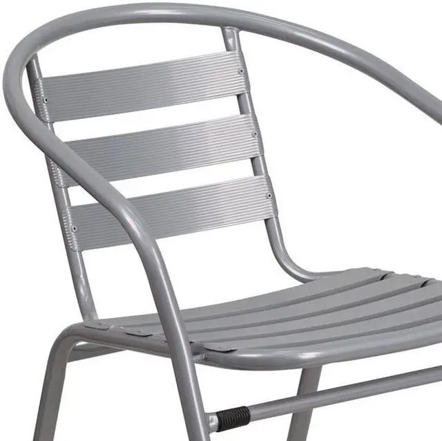 Alt view image 14 of 20 - Flash Furniture Silver Metal Restaurant Stack Chair with Aluminum Slats [TLH-017C-GG] TLH017C