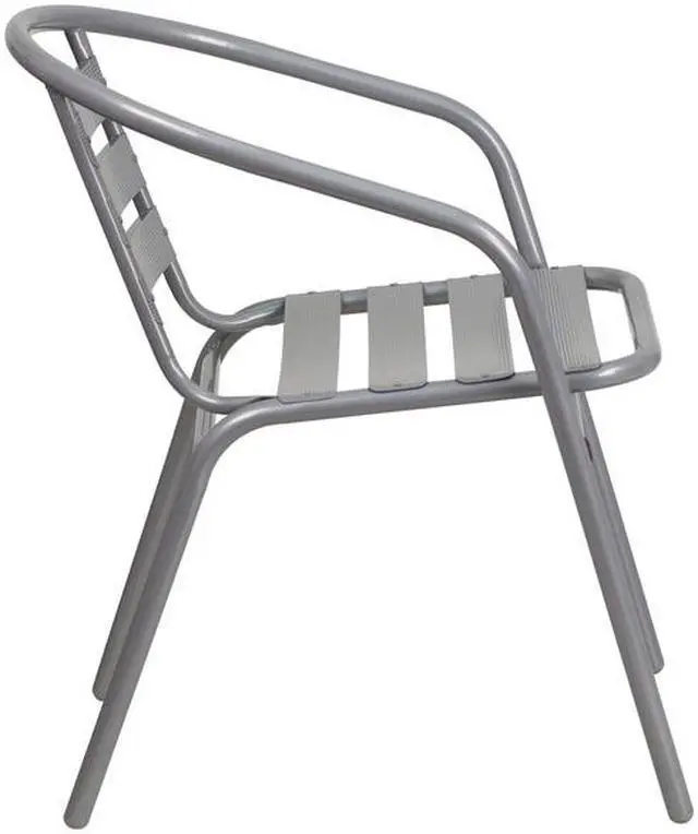Alt view image 9 of 20 - Flash Furniture Silver Metal Restaurant Stack Chair with Aluminum Slats [TLH-017C-GG] TLH017C