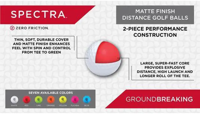 Alt view image 2 of 2 - ZERO FRICTION CC210005 2 Dozen Spectra Matte Finish Golf Balls, Red, PK2