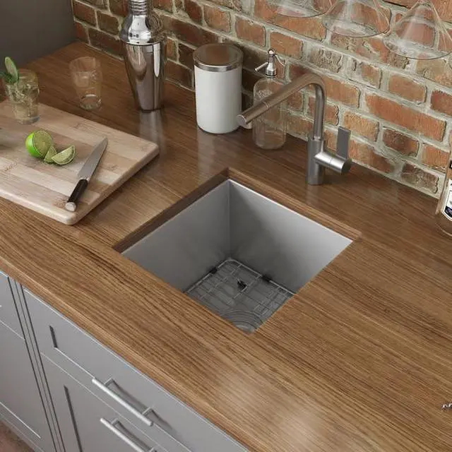 Alt view image 2 of 7 - RUVATI RVH7113 13"x15" Undermnt 16 Ga Zero Radius Bar Prep Kitchen Sink SS Sngl