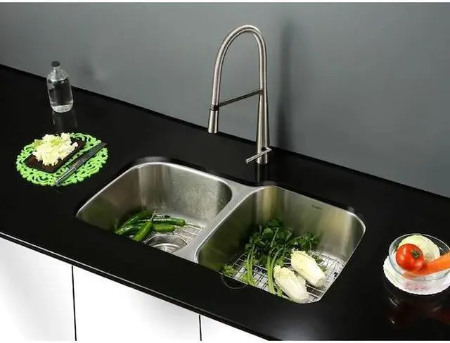 Alt view image 15 of 16 - Ruvati 16-Gauge Premium Stainless-Steel Double-Bowl 32-Inch Undermount Kitchen Sink