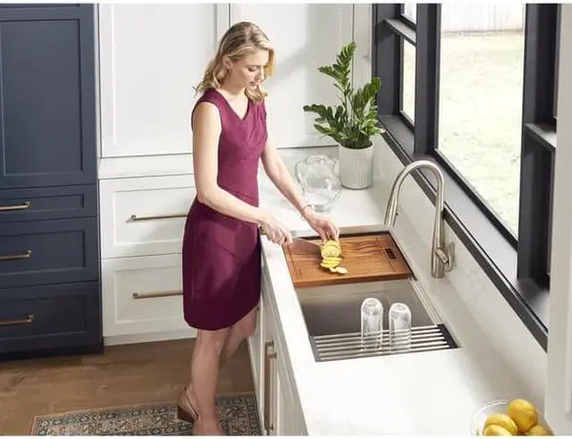 Alt view image 7 of 8 - RUVATI RVH8310 30" Workstation Ledge Undermount 16 Gauge SS Kitchen Sink Single