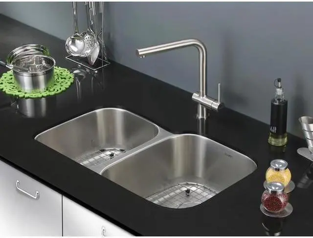 Alt view image 10 of 16 - Ruvati 16-Gauge Premium Stainless-Steel Double-Bowl 32-Inch Undermount Kitchen Sink