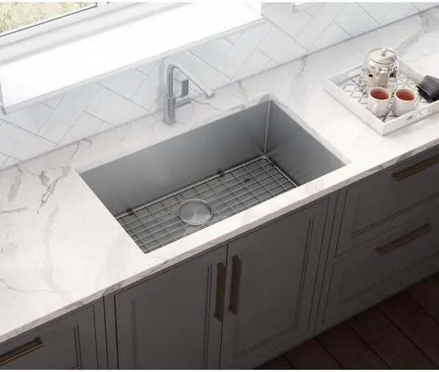 Alt view image 13 of 15 - Ruvati 16-gauge Stainless Steel 30-inch Single Bowl Undermount Kitchen Sink