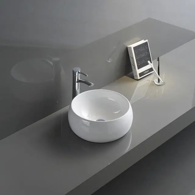 Alt view image 3 of 7 - RUVATI RVB0316 16" Bathroom Vessel Sink Round White Above Counter Circular
