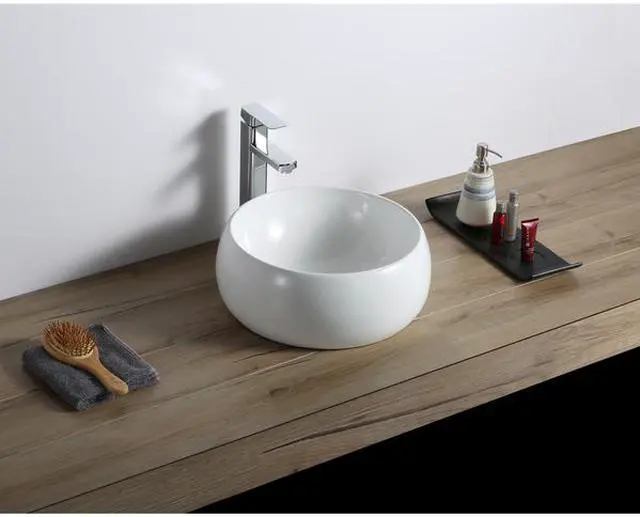 Alt view image 2 of 7 - RUVATI RVB0312 12" Bathroom Vessel Sink Round White Circular Above Counter