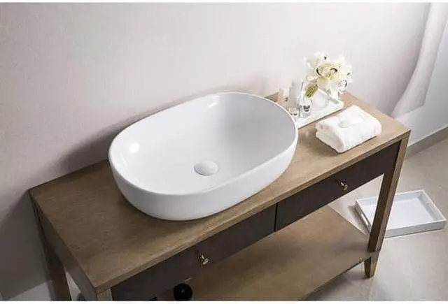 Alt view image 3 of 7 - RUVATI RVB0424 24"x16" Bathroom Vessel Sink Wht Ovl Above Vanity Countertop