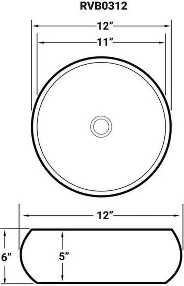 Alt view image 7 of 7 - RUVATI RVB0312 12" Bathroom Vessel Sink Round White Circular Above Counter