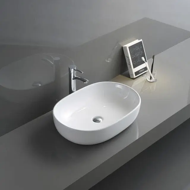 Alt view image 2 of 7 - RUVATI RVB0424 24"x16" Bathroom Vessel Sink Wht Ovl Above Vanity Countertop