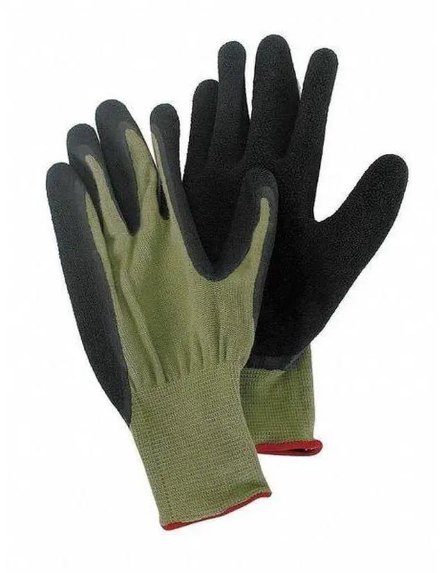 Main image of CONDOR 4NMP4 Coated Gloves, Latex, Foam, Palm, 3 Abrasion Level, Black/Green,