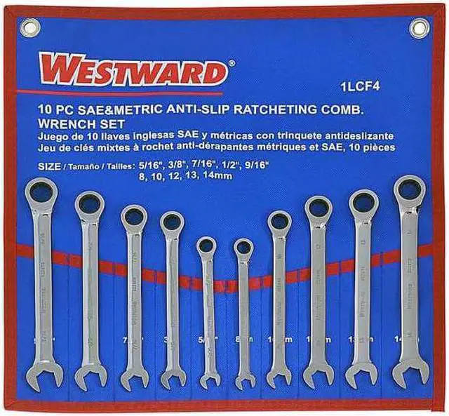 Alt view image 3 of 6 - WESTWARD 1LCF4 Ratcheting Wrench Set,Pieces 10