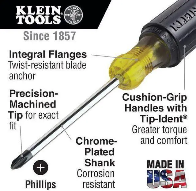 Alt view image 8 of 10 - KLEIN TOOLS 85071 Screwdriver Set,Slotted/Phillips,2 Pc