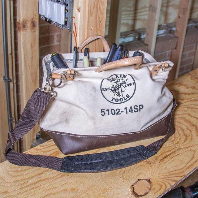 Alt view image 13 of 15 - KLEIN TOOLS 5102-14SP Tool Bag, Brown, Canvas, 10 Pockets