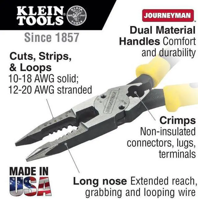 Alt view image 8 of 10 - KLEIN TOOLS J2078CR All Purpose Pliers w/Crimper,8-3/8 in. L G2427148