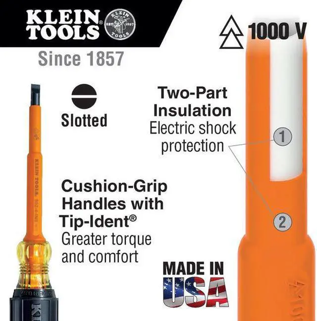 Alt view image 4 of 5 - KLEIN TOOLS 601-7-INS Insulated Screwdriver Slotted 3/16" 7 in Round