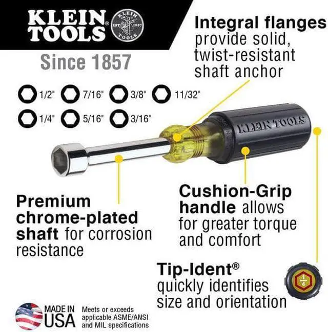Alt view image 17 of 19 - Klein Tools 409-647 Cushion Grip Nut Driver- Screwdriver