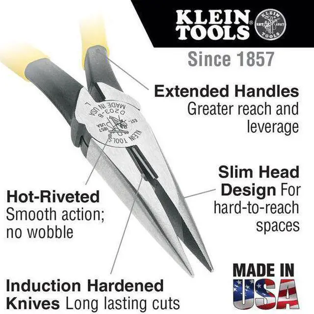 Alt view image 12 of 14 - KLEIN TOOLS D203-7 Needle Nose Plier,7-3/16" L,Smooth