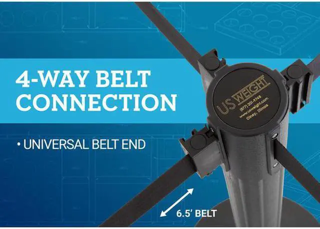 Alt view image 7 of 8 - US WEIGHT U2000 Barrier Post with Belt,HDPE,Black,PR