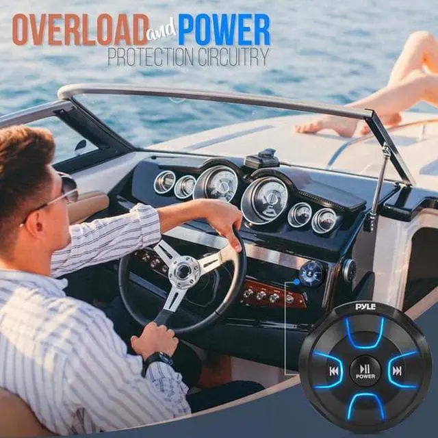 Alt view image 8 of 12 - Pyle PLMRBT19 Universal Waterproof Full Range Amplified Wireless Bluetooth Audio Receiver Remote Controller